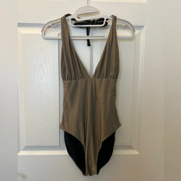 Harrods of London one piece metalic  bathing suit sz 8 - Picture 1 of 3